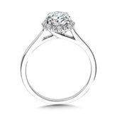 Modern Straight Halo Diamond Engagement Ring